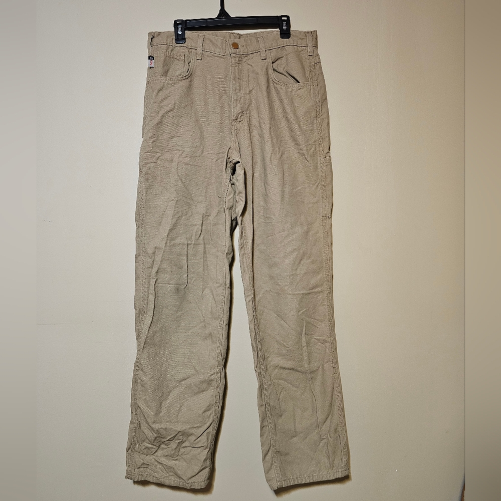 Carhartt FR Flame Resistant Pants Cat 2 Men's Size 34x34 Work Canvas Khaki Tan